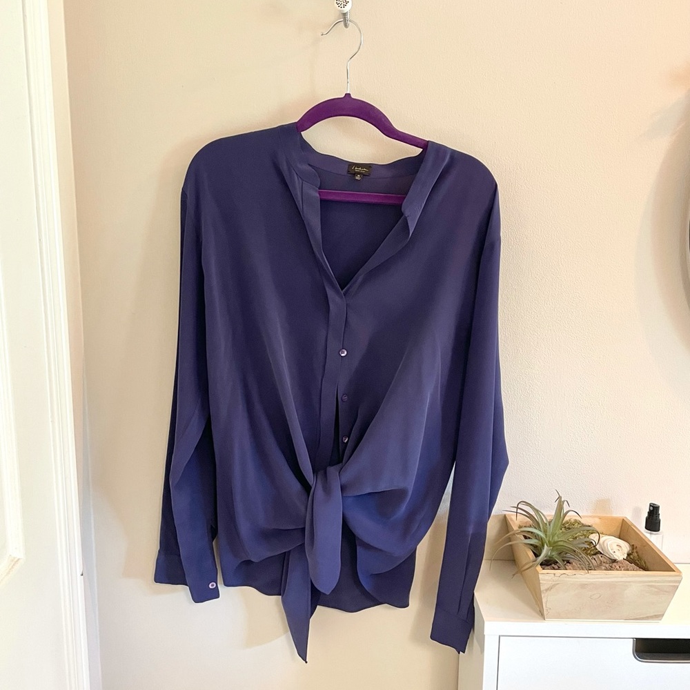 Aritzia Babaton Silk tie front shirt